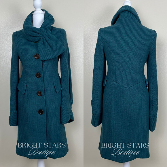 Rare Kiss Me Bow Coat Teal Blue ASO Blair Waldorf Gossip Girl Jade Womens 4 - Picture 4 of 9